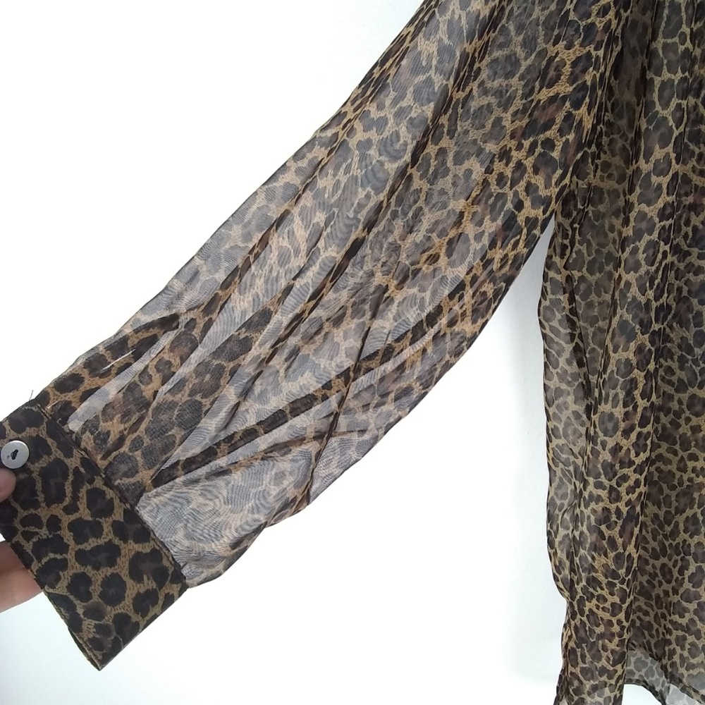 Lane Bryant | Sheer Animal Print Button Down Shirt - Picture 4 of 8